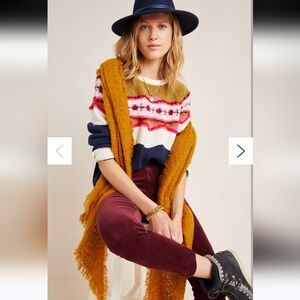 Anthropologie Field Flower Camellia Fair Isle Knit Sweater Wool Blend Boho SMALL